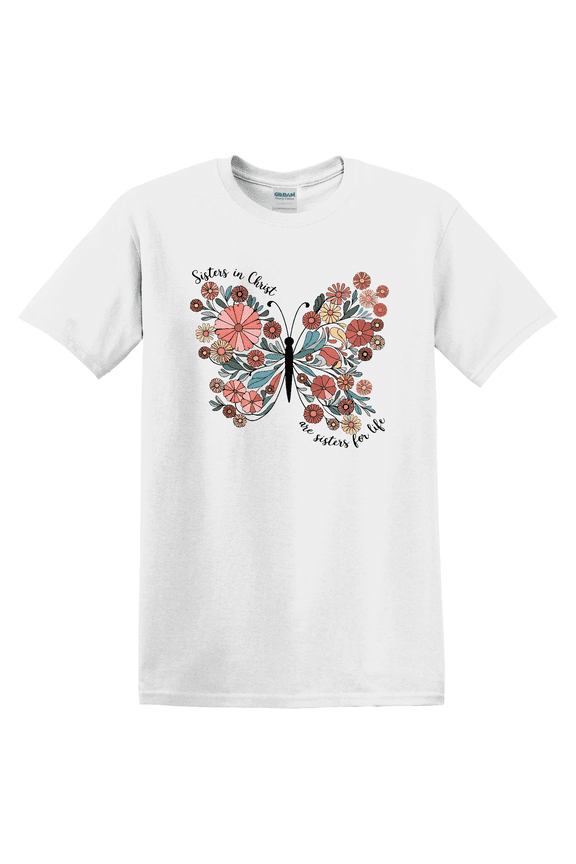 Sisters In Chris Womens Christian s Church Aesthetic Christian Apparel Religious s Christian Ladies Butterfly T-shirt