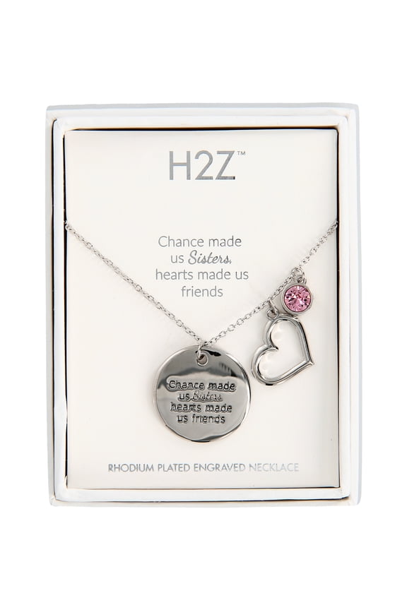 Sisters Light Rose Crystal - Rhodium Necklace