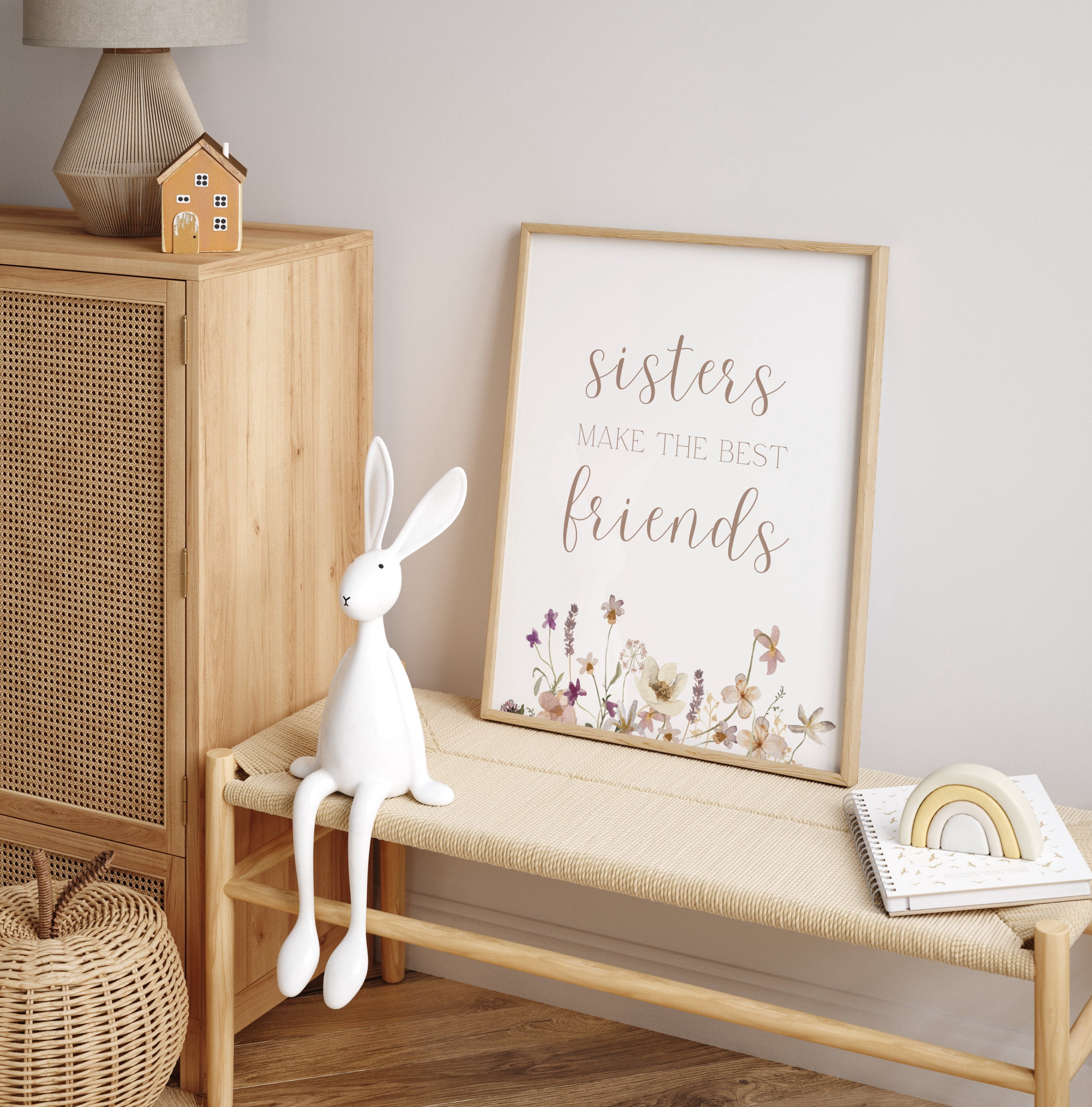 Sign In Poster Sisters Make The Best Friends Wildflower Floral Sign Nursery Poster ...