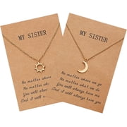 Sisters Necklace for 2, Sun and Moon Matching Necklaces Birthday Christmas Gifts for Women BFF