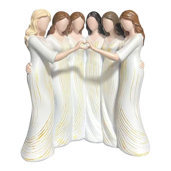 Sisters by My Side Six Sisters Sculpture, Best Friends Forever Statue with Heart Gesture, Abstract Women Friendship Decor for Home Shelf Tabletop, Meaningful Bestie Gift for Birthday Christmas(Six)
