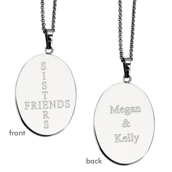 Sisters and Friends Personalized Oval Pendant With Chain