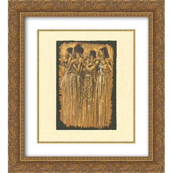 Sisters in Spirit 2x Matted 12x14 Gold Ornate Framed Art Print by Monica Stewart