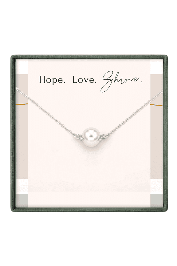 Single Pearl Necklace Sterling Silver Floating Pearl necklace 18"