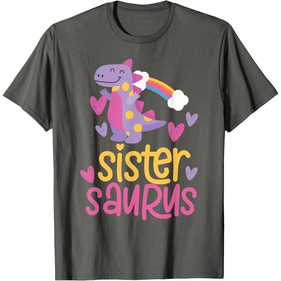 Sistersaurus Sister Saurus Dinosaur Unisex T-Shirt for Men Women Kids,Charcoal Color,Size 2T