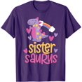 thumbnail image 1 of Sistersaurus Sister Saurus Dinosaur Unisex T-Shirt for Men Women Kids,Purple Color,Size XL, 1 of 5