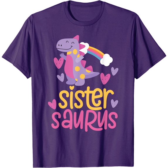 Sistersaurus Sister Saurus Dinosaur Unisex T-Shirt for Men Women Kids,Purple Color,Size XL