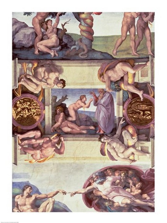 Sistine Chapel Ceiling (1508-12) The Creation of Eve 1510 Canvas Art - Michelangelo Buonarroti (18 x 24)