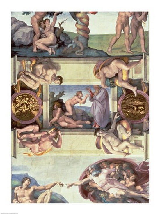 Sistine Chapel Ceiling (1508-12) The Creation of Eve 1510 Canvas Art - Michelangelo Buonarroti (18 x 24)