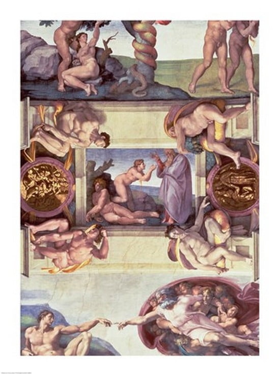 Sistine Chapel Ceiling (1508-12) The Creation of Eve 1510 Canvas Art - Michelangelo Buonarroti (24 x 36)