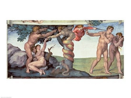 Sistine Chapel Ceiling (1508-12) The Fall of Man 1510 Canvas Art - Michelangelo Buonarroti (24 x 18)
