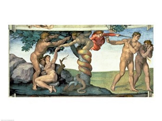 Sistine Chapel Ceiling (1508-12) The Fall of Man 1510 Canvas Art - Michelangelo Buonarroti (24 x 18)