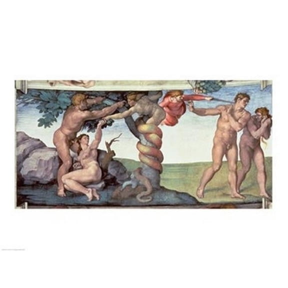 Sistine Chapel Ceiling 1508-12 - The Fall of Man 1510 Poster Print by Michelangelo Buonarroti - 36 x 24 in. - Large