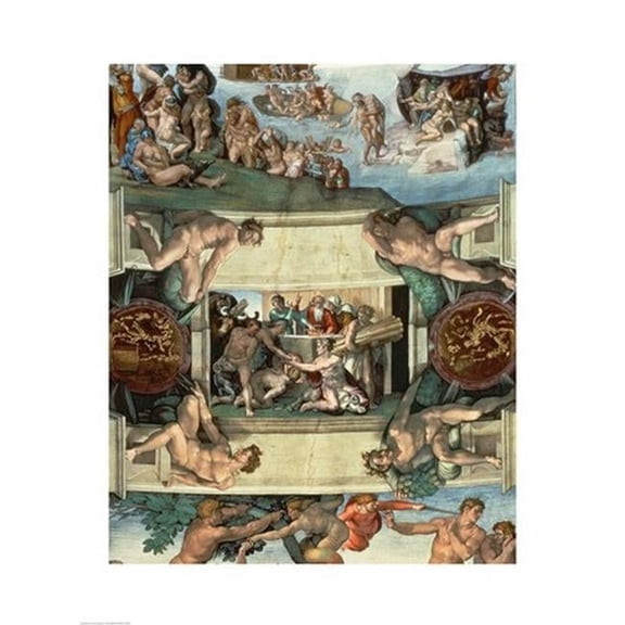 Sistine Chapel Ceiling 1508-12 - The Sacrifice of Noah 1508-10 Poster Print by Michelangelo Buonarroti - 24 x 36 in. - Large