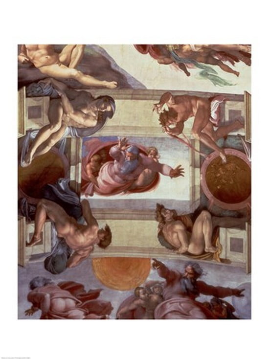 Sistine Chapel Ceiling (1508-12) The Separation of the Waters from the Earth 1511-12 Canvas Art - Michelangelo Buonarroti (18 x 24)