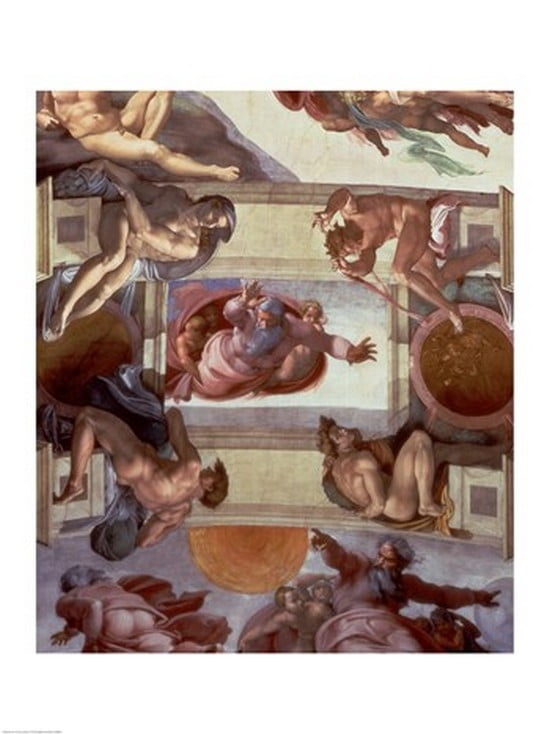 Sistine Chapel Ceiling (1508-12) The Separation of the Waters from the Earth 1511-12 Canvas Art - Michelangelo Buonarroti (24 x 36)
