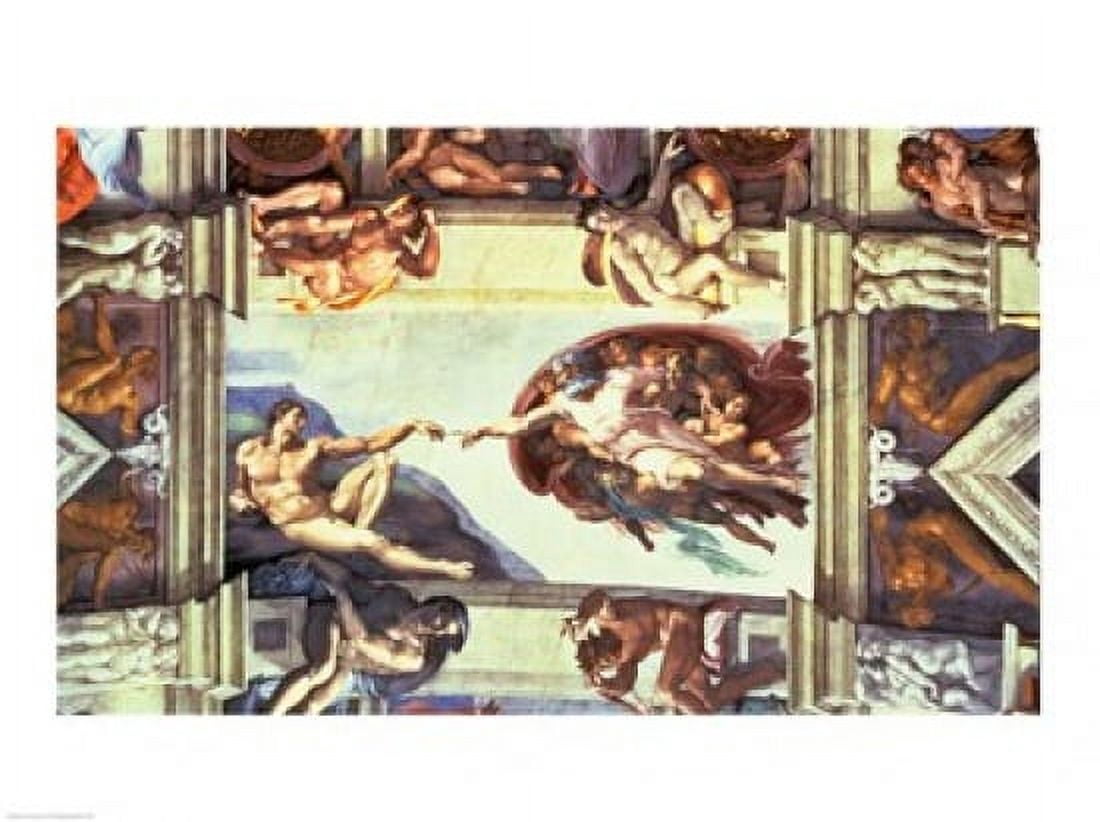 Sistine Chapel Ceiling Creation of Adam 1510 Canvas Art - Michelangelo Buonarroti (24 x 18)
