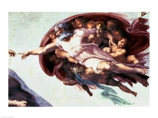 Sistine Chapel Ceiling Creation of Adam 1510 Canvas Art - Michelangelo Buonarroti (36 x 24)