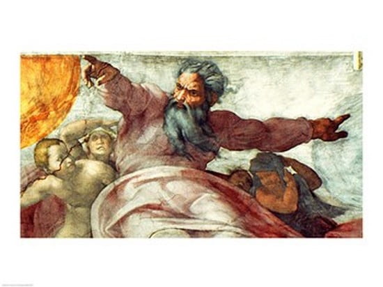 Sistine Chapel Ceiling Creation of the Sun and Moon 1508-12 Canvas Art - Michelangelo Buonarroti (24 x 18)
