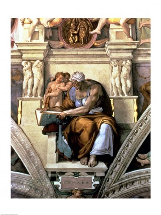 Sistine Chapel Ceiling Cumaean Sibyl 1510 Canvas Art - Michelangelo Buonarroti (18 x 24)