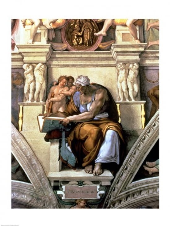 Sistine Chapel Ceiling Cumaean Sibyl 1510 Canvas Art - Michelangelo Buonarroti (24 x 36)