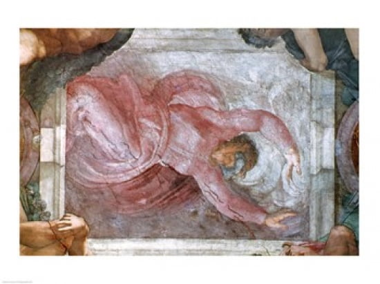 Sistine Chapel Ceiling God Dividing Light from Darkness Canvas Art - Michelangelo Buonarroti (24 x 18)