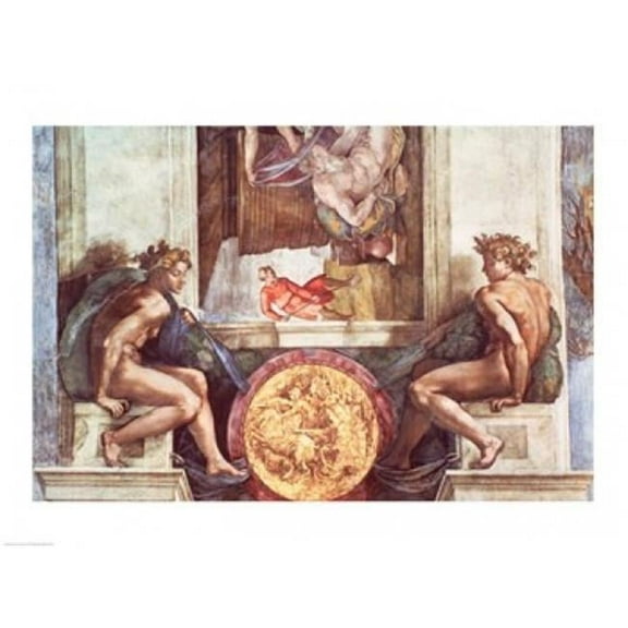 Sistine Chapel Ceiling Ignudi Poster Print by Michelangelo Buonarroti - 24 x 18 in.