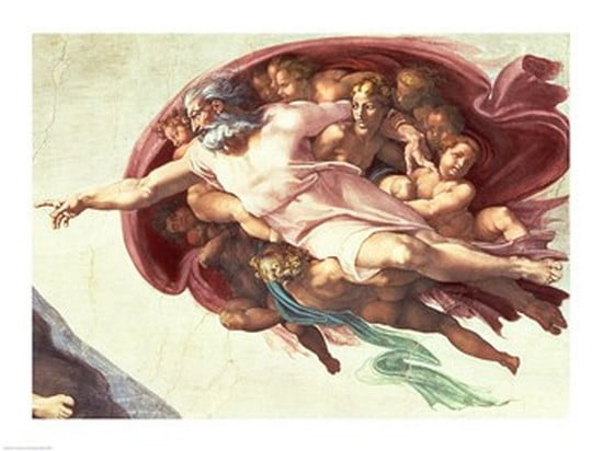 Sistine Chapel Ceiling The Creation of Adam detail of God the Father 1508-12 Canvas Art - Michelangelo Buonarroti (24 x 18)