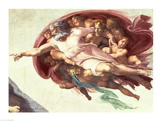 Sistine Chapel Ceiling The Creation of Adam detail of God the Father 1508-12 Canvas Art - Michelangelo Buonarroti (36 x 24)