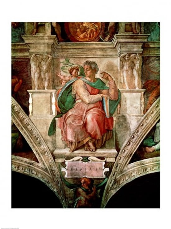 Sistine Chapel Ceiling The Prophet Isaiah Canvas Art - Michelangelo Buonarroti (18 x 24)