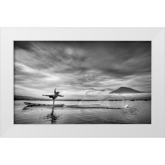 Siswandhono, Arief 14x10 White Modern Wood Framed Museum Art Print Titled - Man Behind The Nets