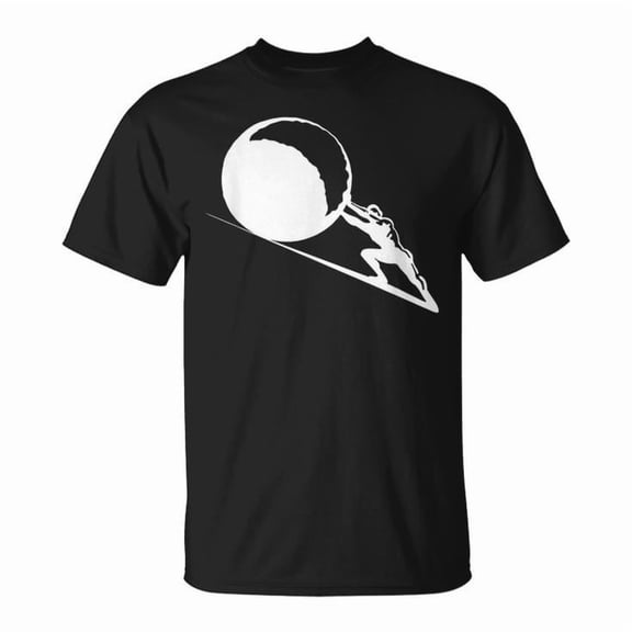 Sisyphus Greek Mythology Graphic Cotton T-Shirt Unisex Adult Soft Breathable Tee Casual Comfortable Everyday Outfit, Size S, Color Black