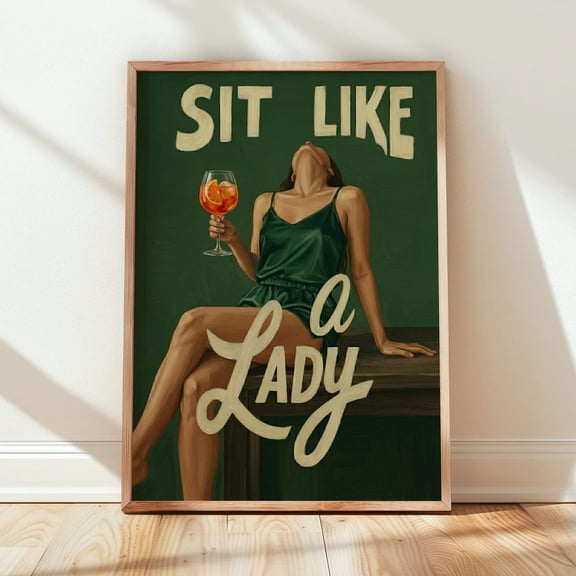 Sit Like Lady Empowering Quote Minimal Text Statement Wall Art Decor Unframed Paper Print