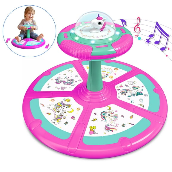 TPUFO Sit and Spin Toy for Toddlers Age 1 2 3 4 with LED & Music, 360° Spin Seat Kids Toy for Boys Girls Christmas Birthday Gift Ages over 18 Months