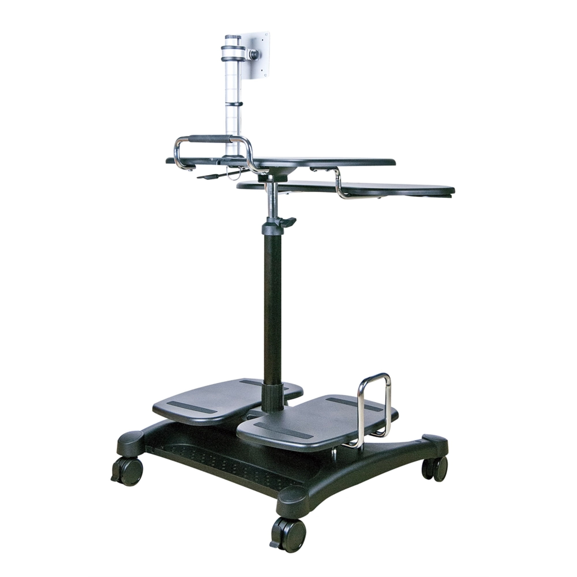 ErgoFlex 36" Black Adjustable Mobile Monitor Stand with Swivel & Tilt