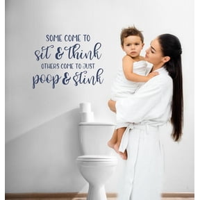 Sit Think Stink - Bathroom Wall Art Decor Quotes - Funny Decal Sticker Die-cut Removable Adhesive Wall Lettering 23x18-Inch Deep Blue