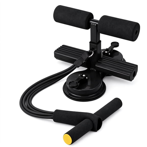 Sit Up Assistant Bar with Suction Cup, Adjustable Ab Workout Equipment with Resistance Bands, Portable Sit Up Trainer for Home, Abs and Core Training