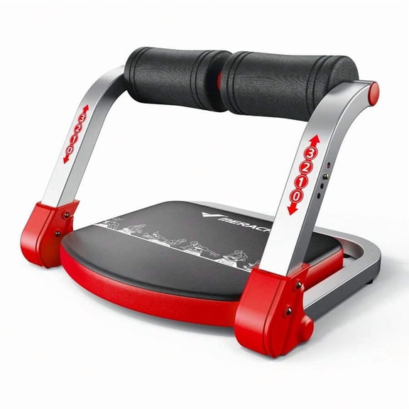 Sit Up Machine, Ab Machine, Adjustable Resistance, Automatic Rebound, Ab Crunch Machine For Stomach Workout, Ab Workout Equipment For Home Gym Red a