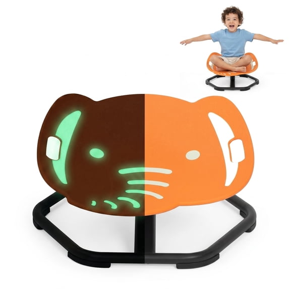 BouPower Spinning Chair for Kids, Glow-in-the-Dark Elephant Sensory Swivel Seat, Balance Training Sit and Spin Toy, Gift for Boys Ages 3+