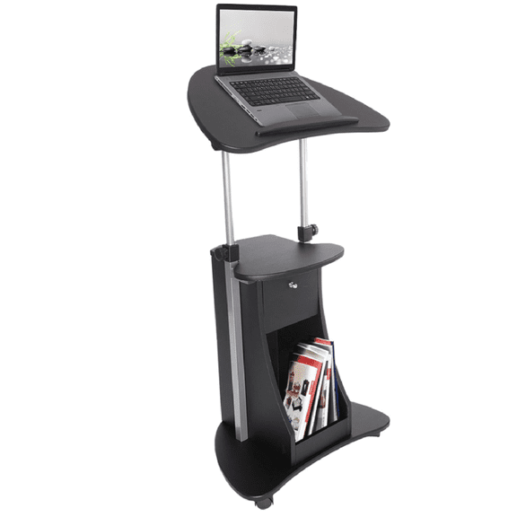 Sit-to-Stand Mobile Medical Laptop Computer Cart, Black, Adjustable Height