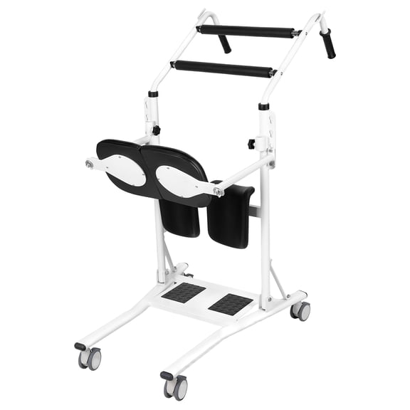 Sit-to-Stand Patient Lift, Stand Assist Transfer Chair with 4 Casters, Shin Rests, Seat Cushion, 220lbs Load Capacity, Elderly Lift Assist Transfer Device for Handicapped Seniors Adults
