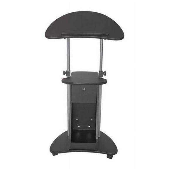 Sit-to-Stand Rolling Adjustable Laptop Cart with Storage, Black - 31.5-45.5 x 21.75 x 17 in.