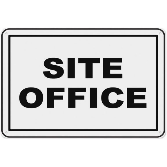 Site Office Sign, Aluminum Tin Warning Signs for Home Outdoor Garden 8"x12", Weatherproof Directional Sign for Worksite