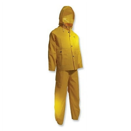 Sitex 3-Pc Rain Suit with Detachable Hood Jacket/Bib Overalls, 0.35 mm Thick, Polyester/PVC, Blue, Large | Bundle of 5 Each
