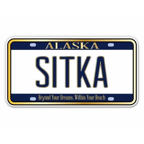 Sitka Alaska License Plate Style - 12" Vinyl Sticker Waterproof Decal