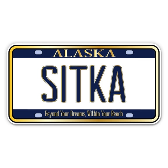 Sitka Alaska License Plate Style - 3" Vinyl Sticker - For Car Laptop Water Bottle Phone - Waterproof Decal