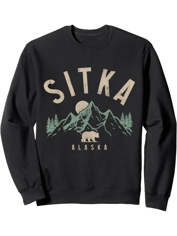 Sitka Alaska Vintage Mountains Grizzly Bear Nature Lover Sweatshirt