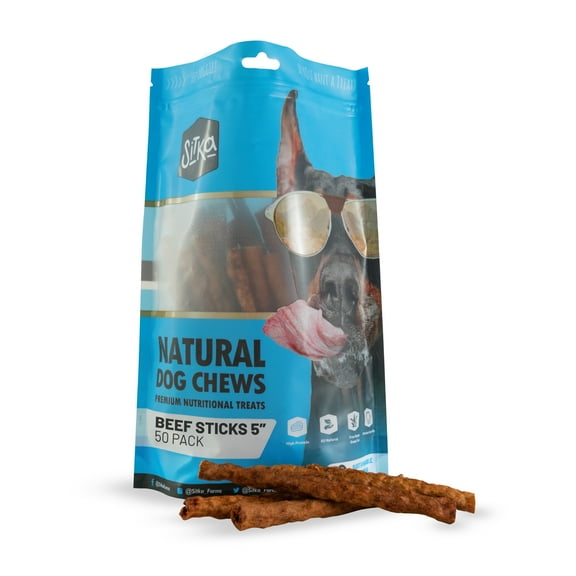 Sitka Farms Beef Sticks 10 Inch for Dogs Premium Crunchy Munchy Sticks Dried Beef Sticks (50 count)