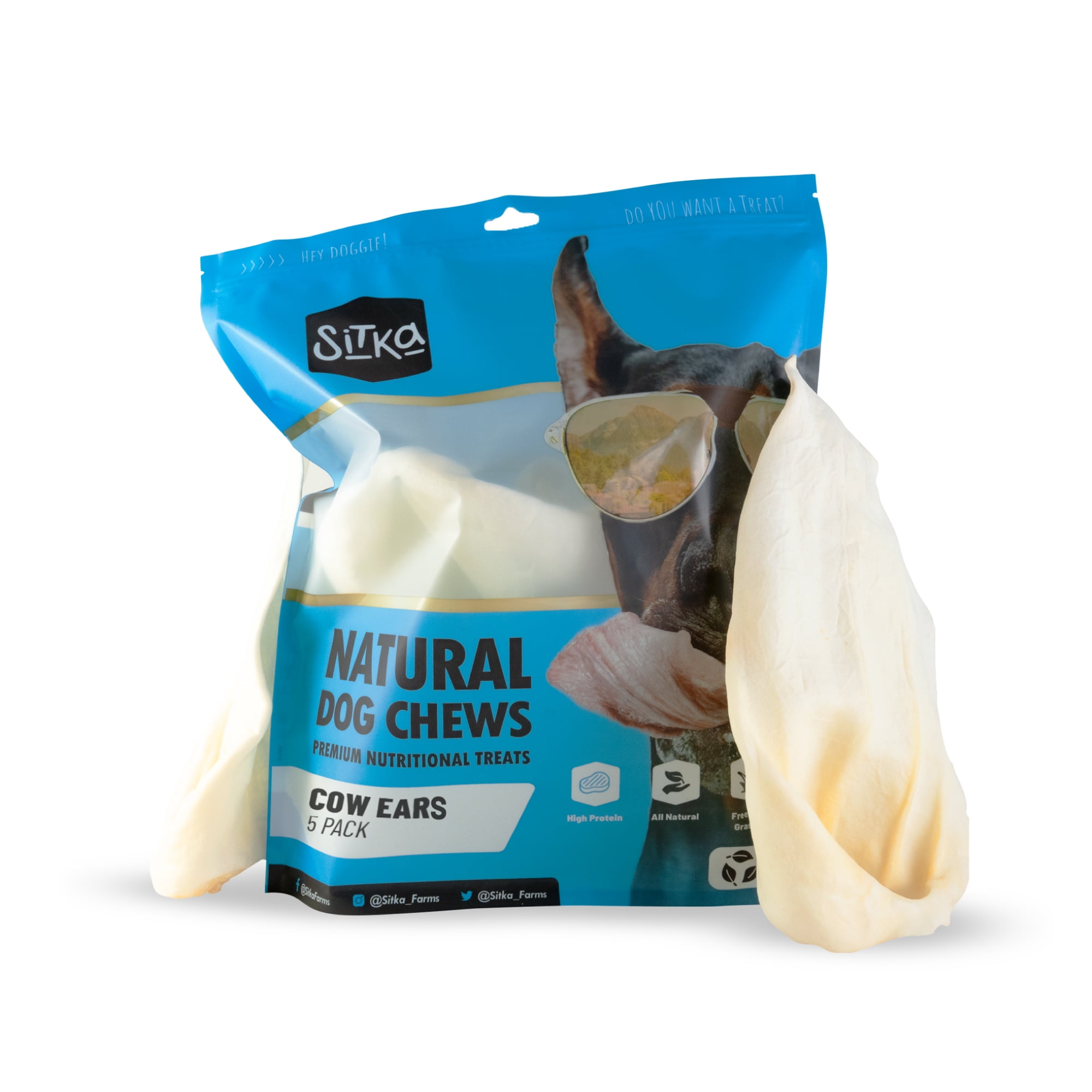 Sitka Farms Premium Cow Ears Treats for Dogs (5 Count)