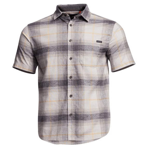 Sitka Gear Ambary SS Shirt, Aluminum Ambary Plaid, Small, Eco-Friendly Hemp Blend, Regular Fit, Natural Wood Buttons (600219-ALP-S)